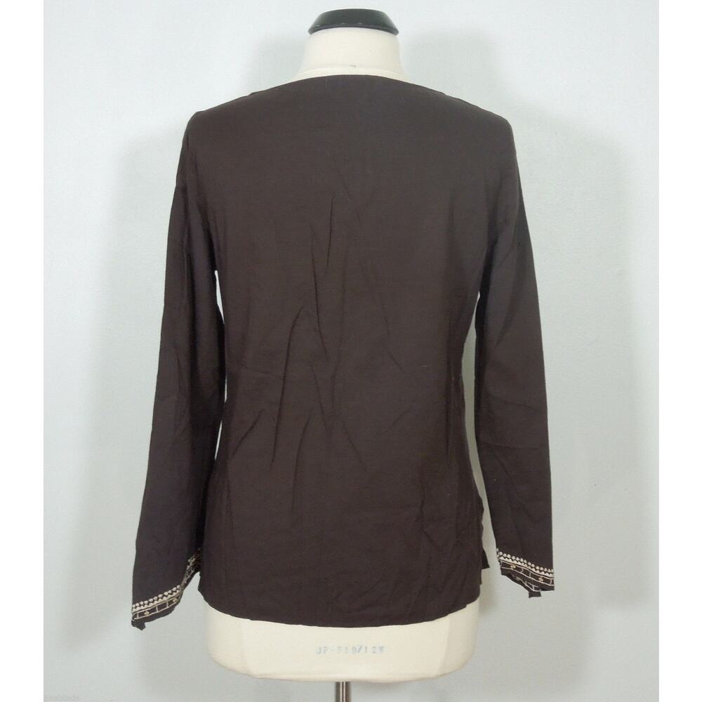 TRILOGY Blouse M MEDIUM Rampage Clothing Embroidered Brown V-Neck - Picture 5 of 7